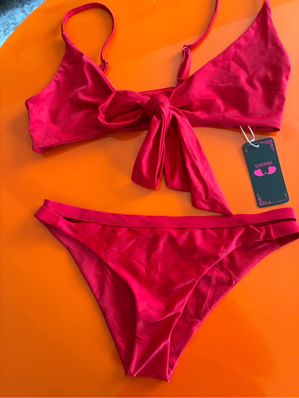 Shekini Red Tie-Front Women's Bikini Set